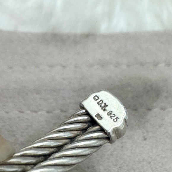 David Yurman .925 Double Diamond Crossover X Double Cable Bracelet - Picture 7 of 10